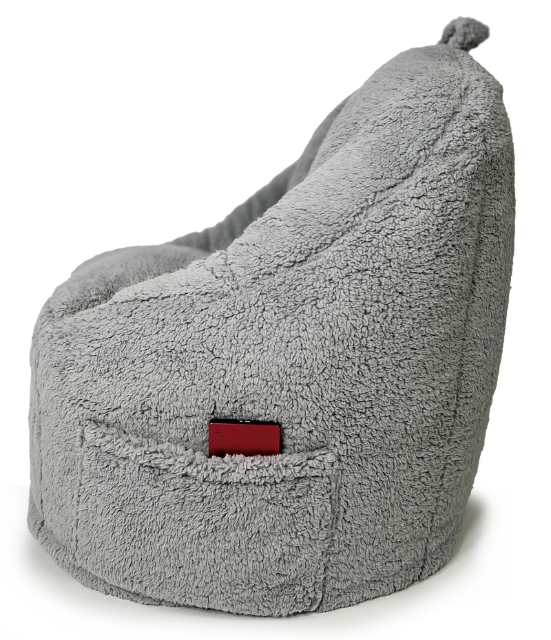 Campus Round Beanbag in Cozy Sherpa - Stormy Grey