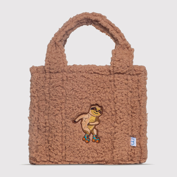 Sherpa Tote Bag – Cozy, Colorful & Convertible with Matching Coin Purse, Skating Sloths