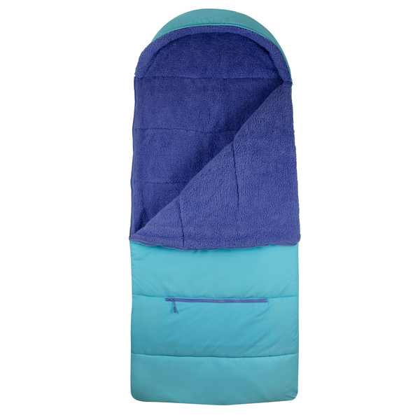 Sleep-n-pack: Packable Sleeping Bag, Big Kid 7-12+ yrs - ClearWater/Violet Dream Sherpa