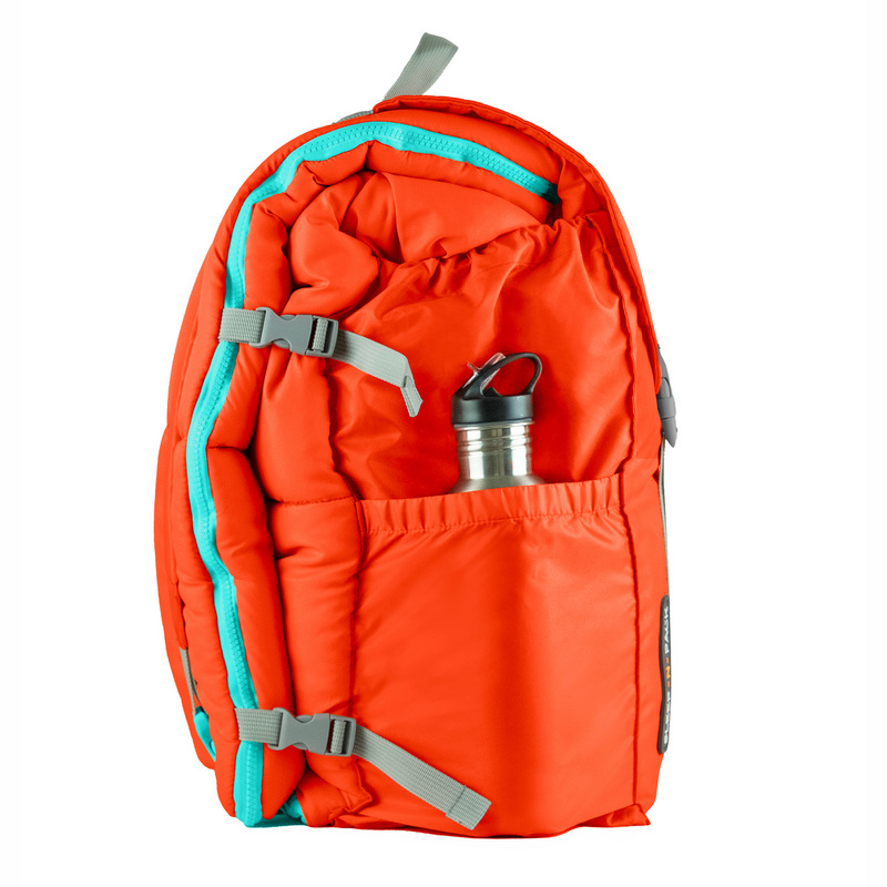 Sleep-n-pack: Packable Sleeping Bag, Big Kid 7-12+ yrs - Orange Oasis/Turquoise Sherpa
