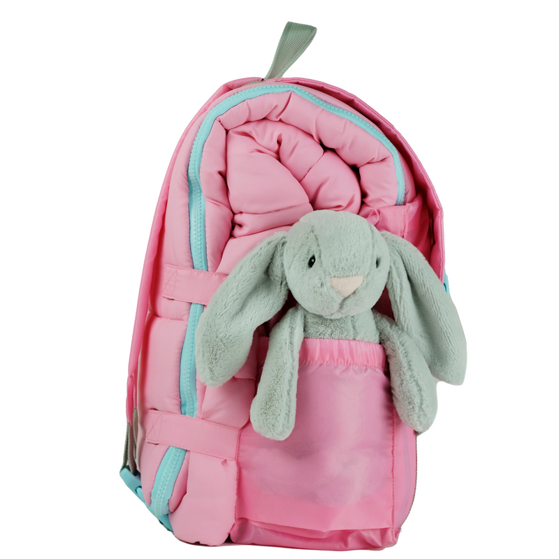 Sleep-N-Pack: Packable Sleeping Bag, Little Kid 3-6 yrs - Cosmos Pink/Glow-In-The-Dark Hearts