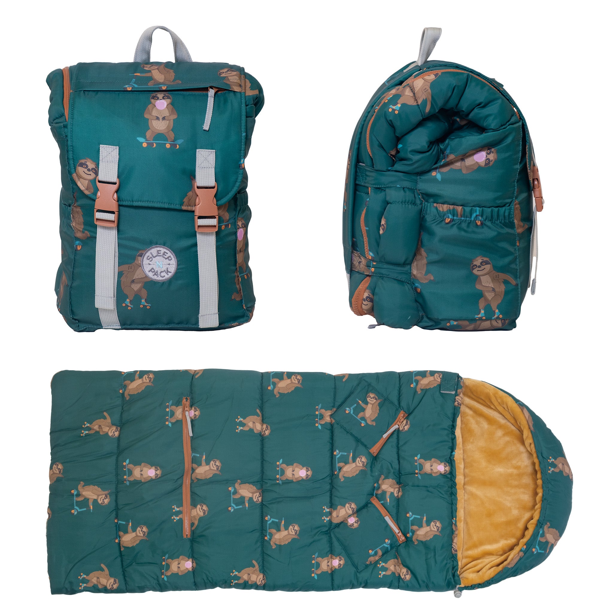 Sleep-N-Pack™ – Little Kid Size | Pals in Print: Skating Sloths