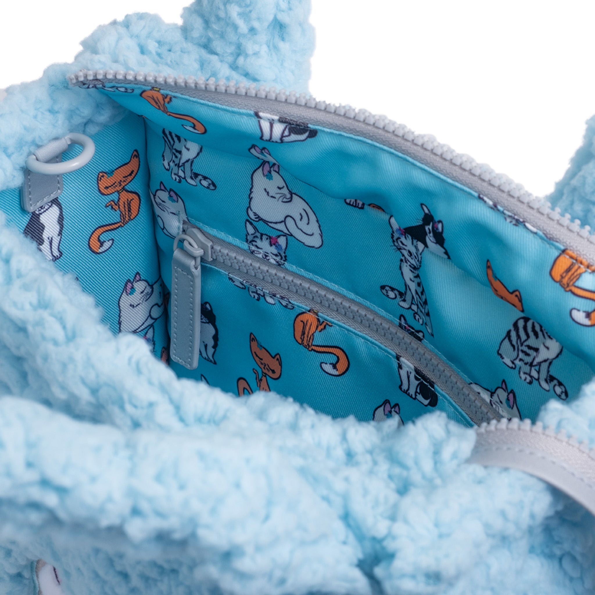 Sherpa Tote Bag – Cozy, Colorful & Convertible with Matching Coin Purse, Sweet Cats