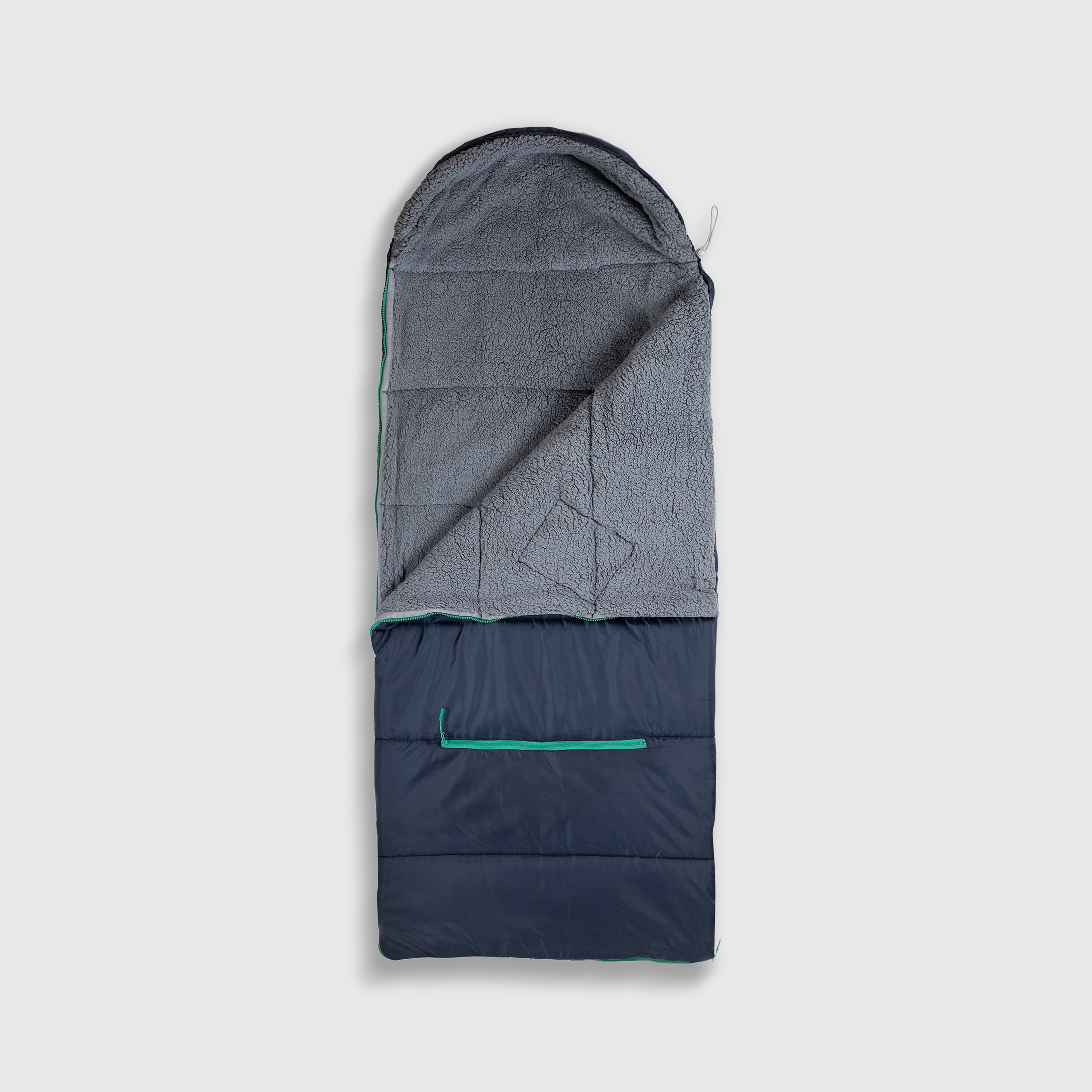 Sleep-n-pack: Packable Sleeping Bag, Big Kid 7-12+ yrs - Navy/Grey Sherpa