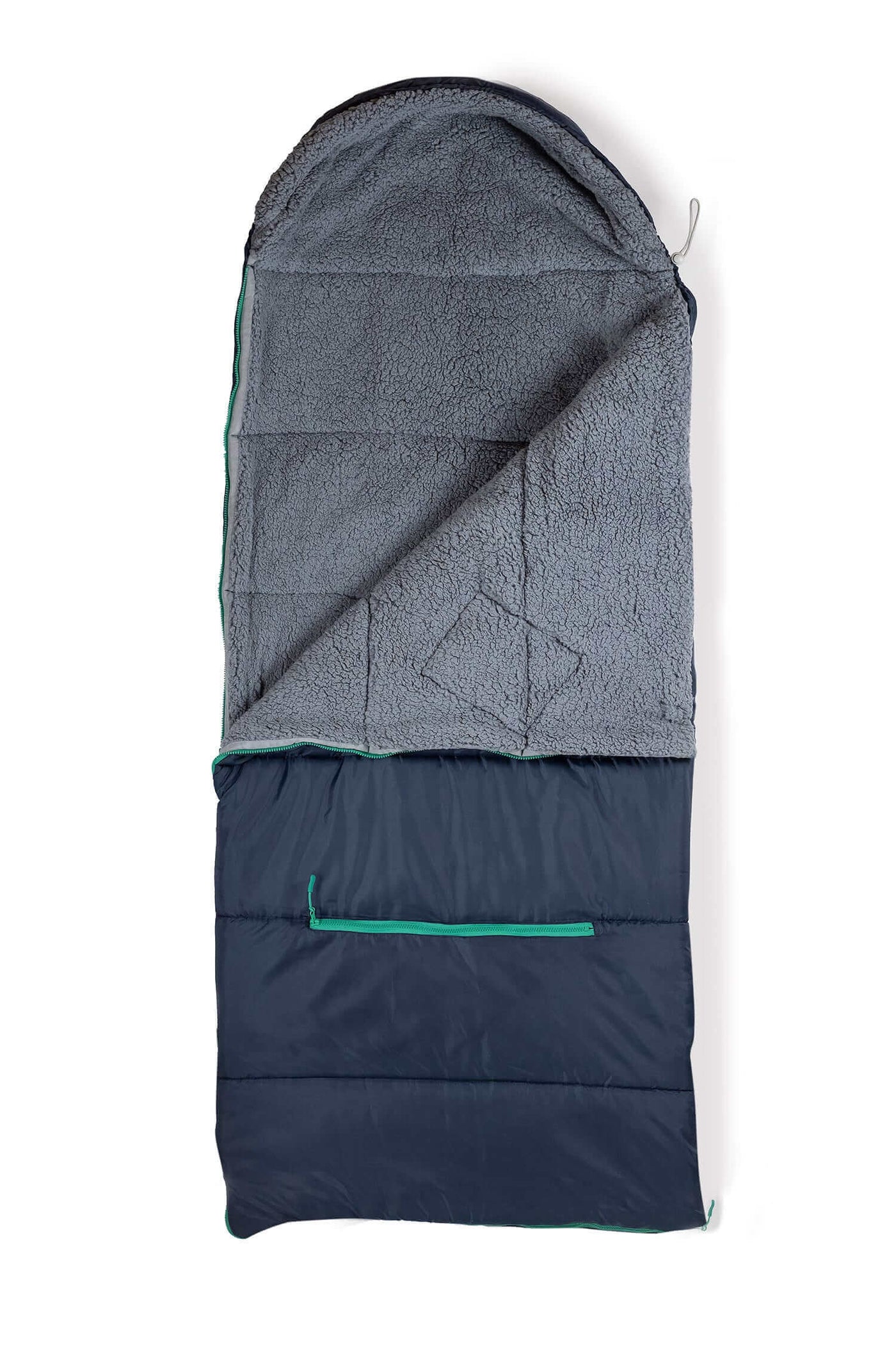 Sleep n pack Packable Sleeping Bag Big Kid 7 12 yrs Navy Grey Sherpa