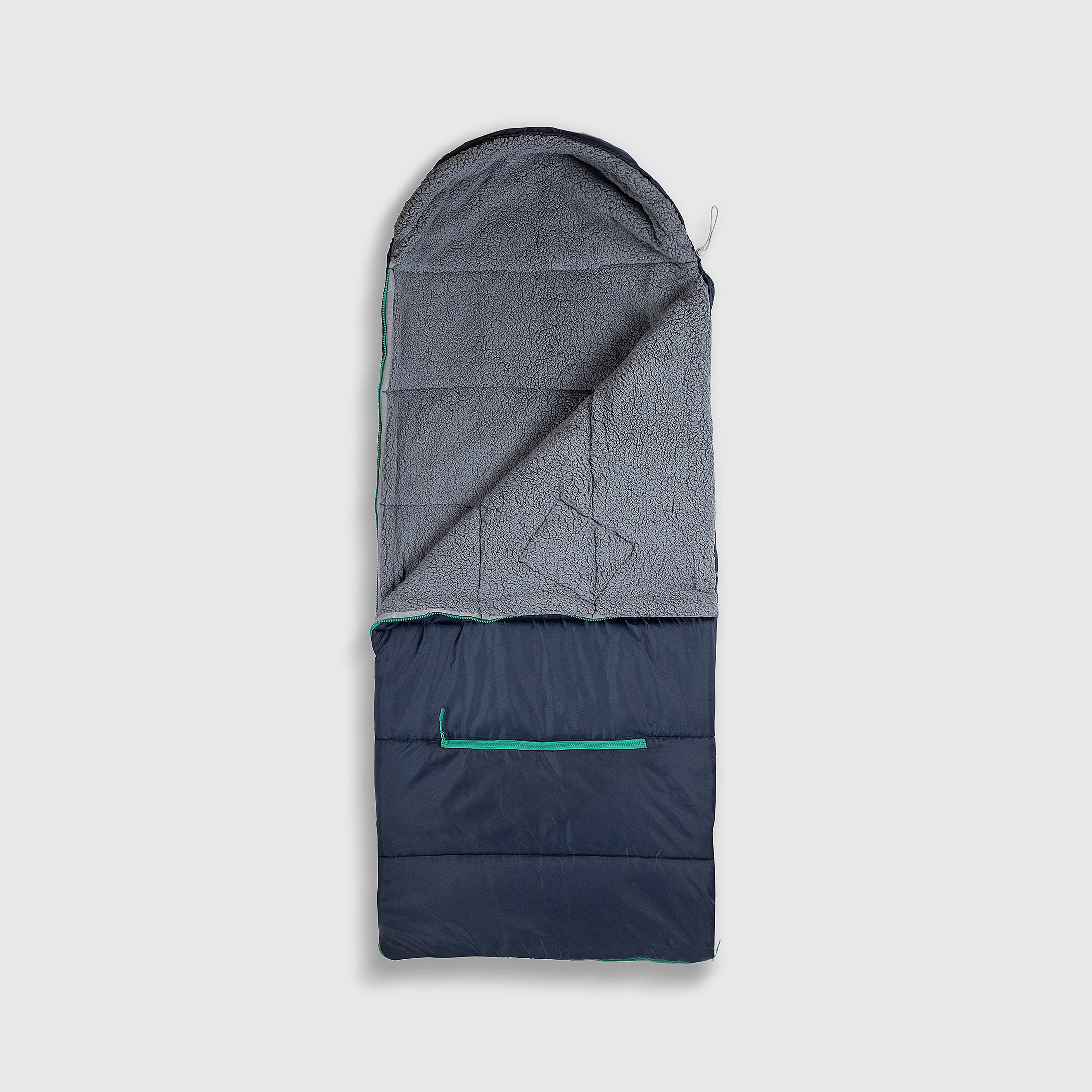 Sleep-n-pack: Packable Sleeping Bag, Big Kid 7-12+ yrs - Navy/Grey Sherpa