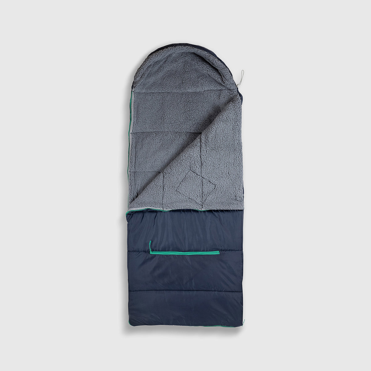 Sleep-n-pack: Packable Sleeping Bag, Big Kid 7-12+ yrs - Navy/Grey Sherpa