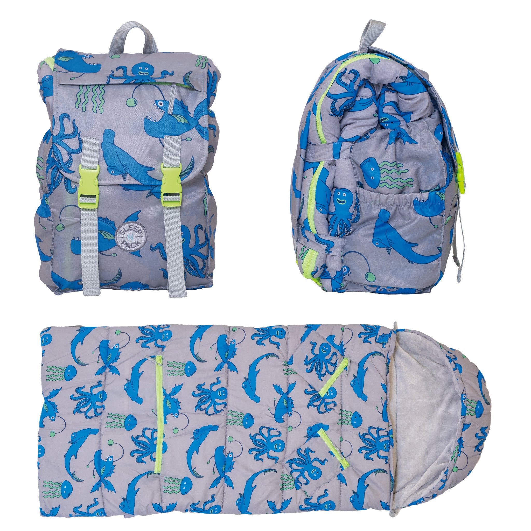 Sleep-N-Pack™ – Little Kid Size | Pals in Print: Sea Critters