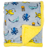 Cozy Switch Blanket – Reversible Sherpa & Glow-in-the-Dark Blanket with Plush Toy Pocket, Glow Sea Critters