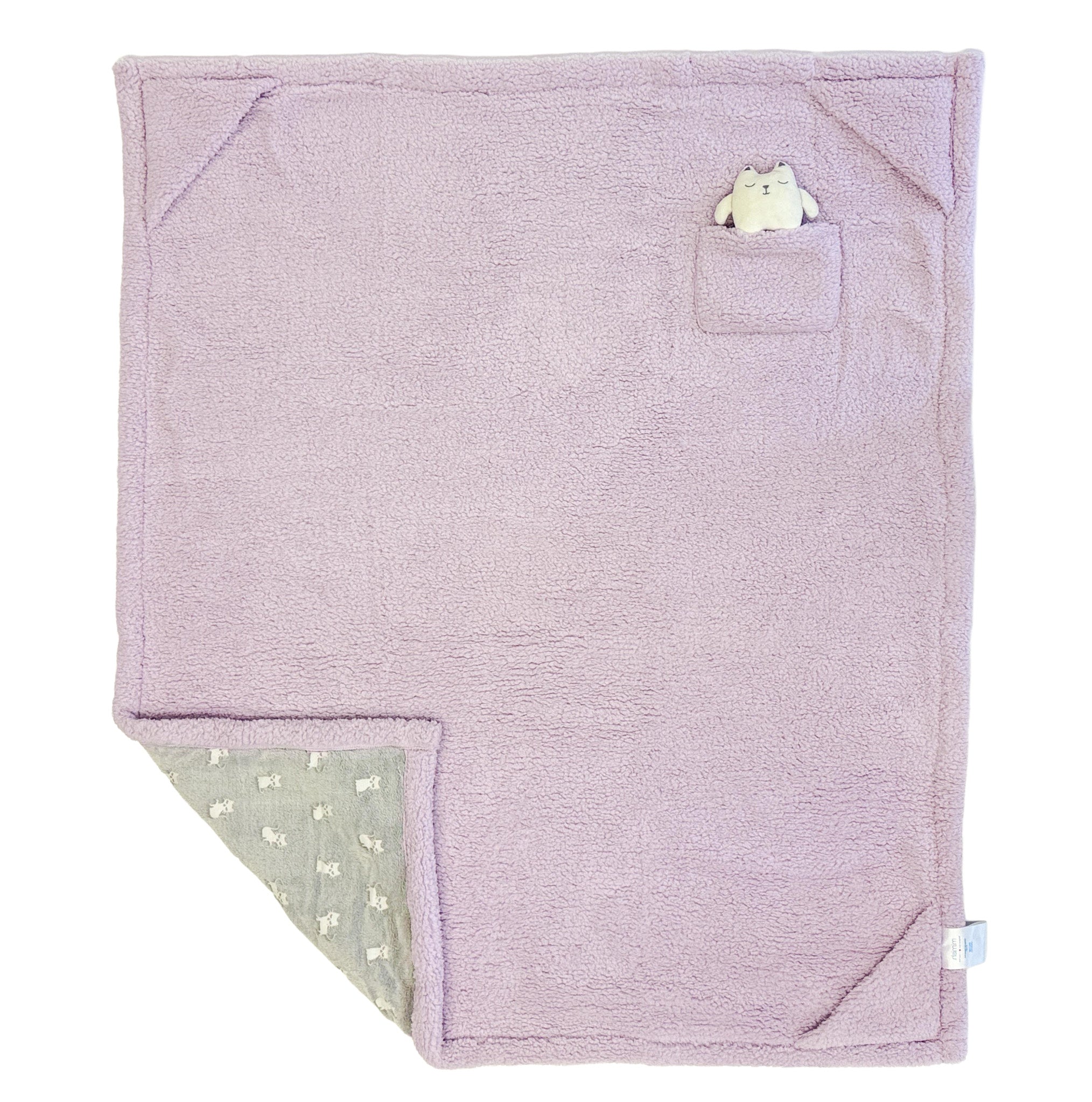Cozy Switch Blanket – Reversible Sherpa & Glow-in-the-Dark Blanket with Plush Toy Pocket, Glow Kittens