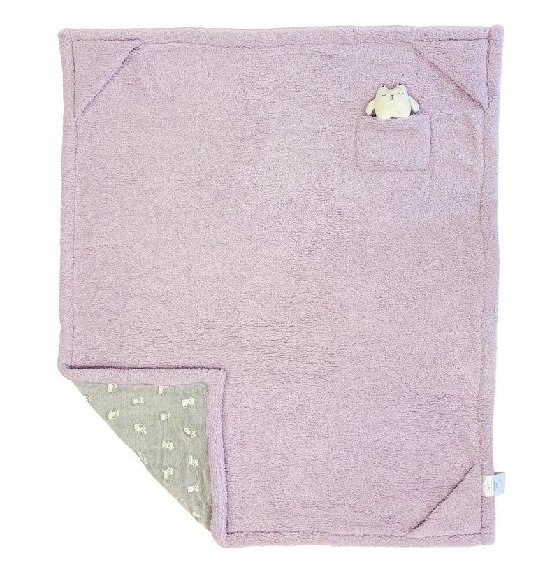 Cozy Switch Blanket – Reversible Sherpa & Glow-in-the-Dark Blanket with Plush Toy Pocket, Glow Kittens