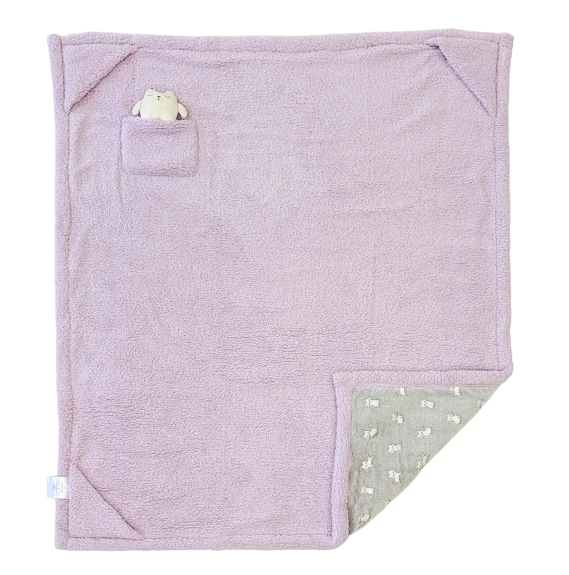 Cozy Switch Blanket – Reversible Sherpa & Glow-in-the-Dark Blanket with Plush Toy Pocket, Glow Kittens