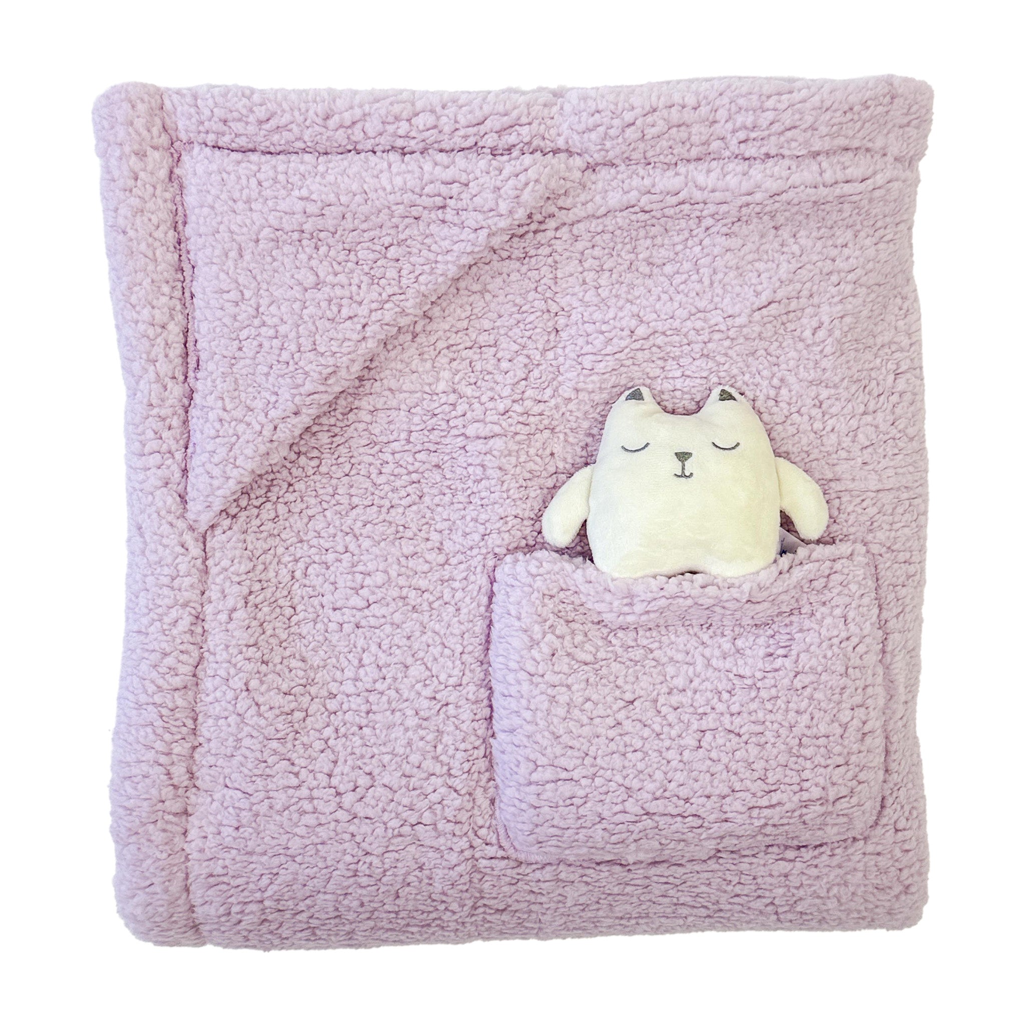 Cozy Switch Blanket – Reversible Sherpa & Glow-in-the-Dark Blanket with Plush Toy Pocket, Glow Kittens