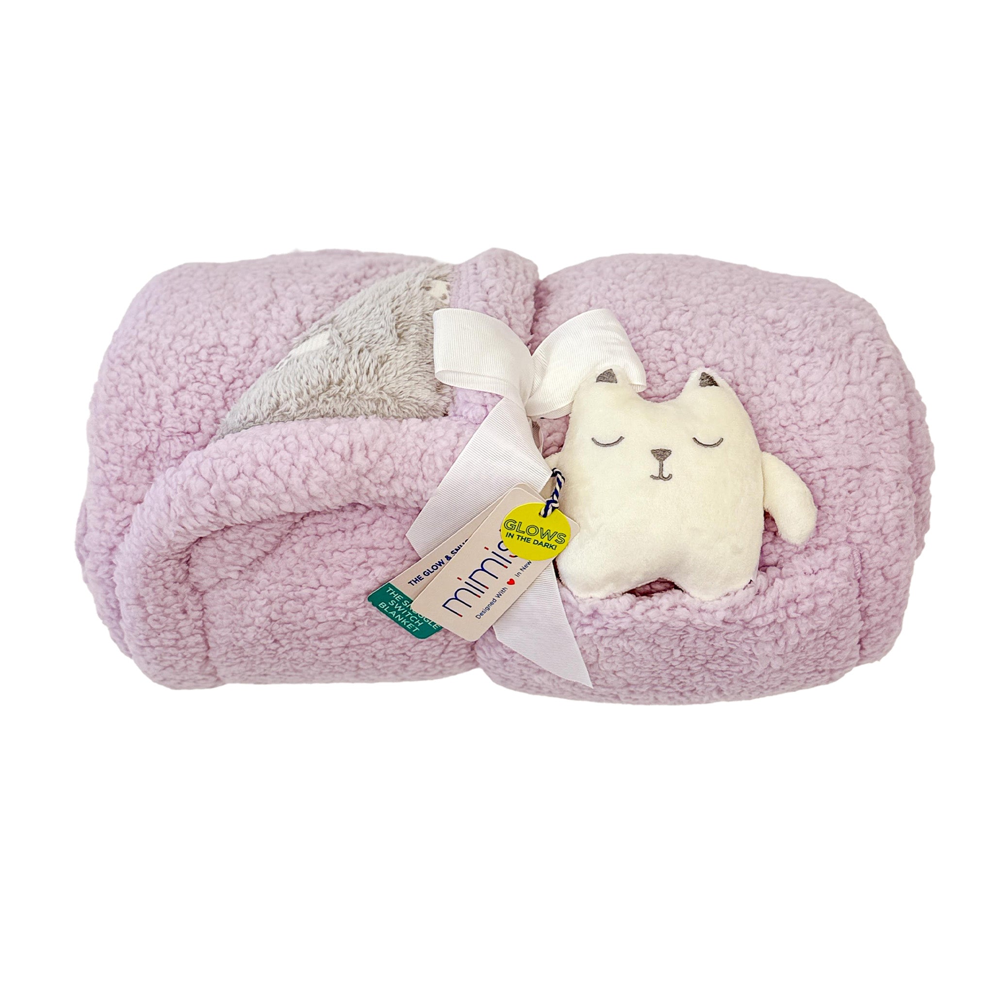 Cozy Switch Blanket – Reversible Sherpa & Glow-in-the-Dark Blanket with Plush Toy Pocket, Glow Kittens