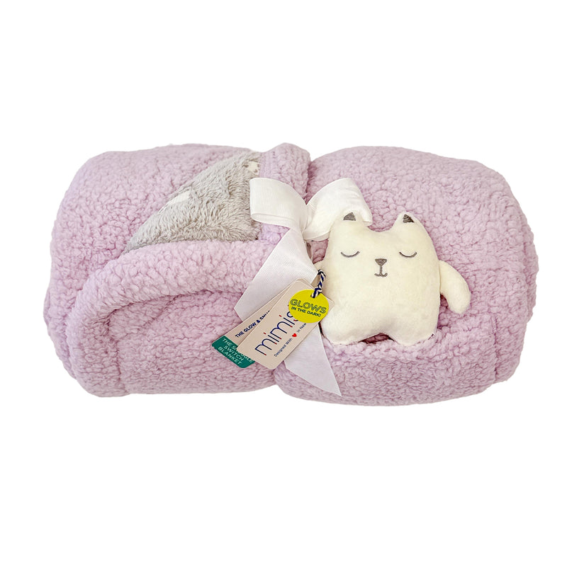 Cozy Switch Blanket – Reversible Sherpa & Glow-in-the-Dark Blanket with Plush Toy Pocket, Glow Kittens