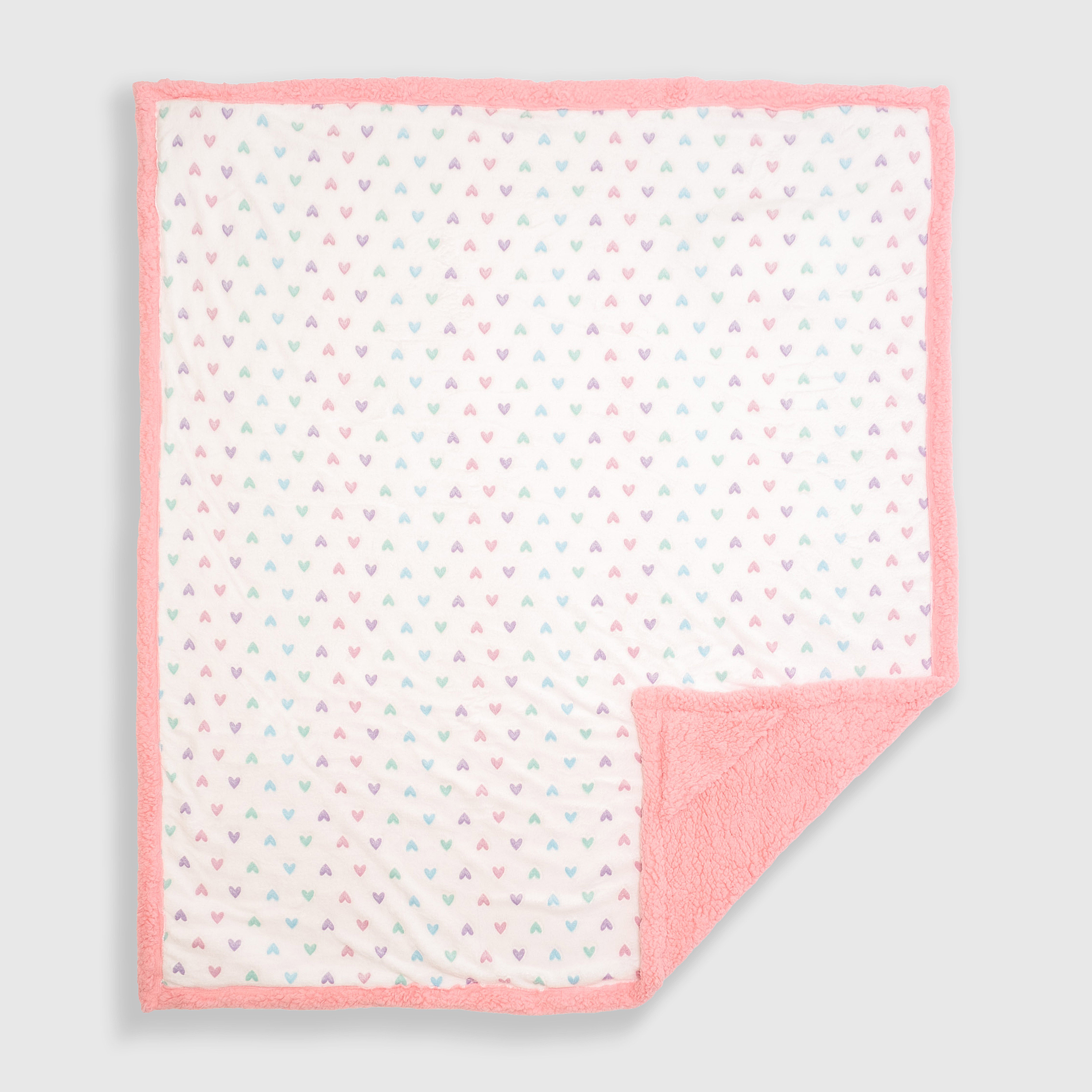 Cozy Switch Blanket – Reversible Sherpa & Glow-in-the-Dark Blanket with Plush Toy Pocket, Glow Hearts
