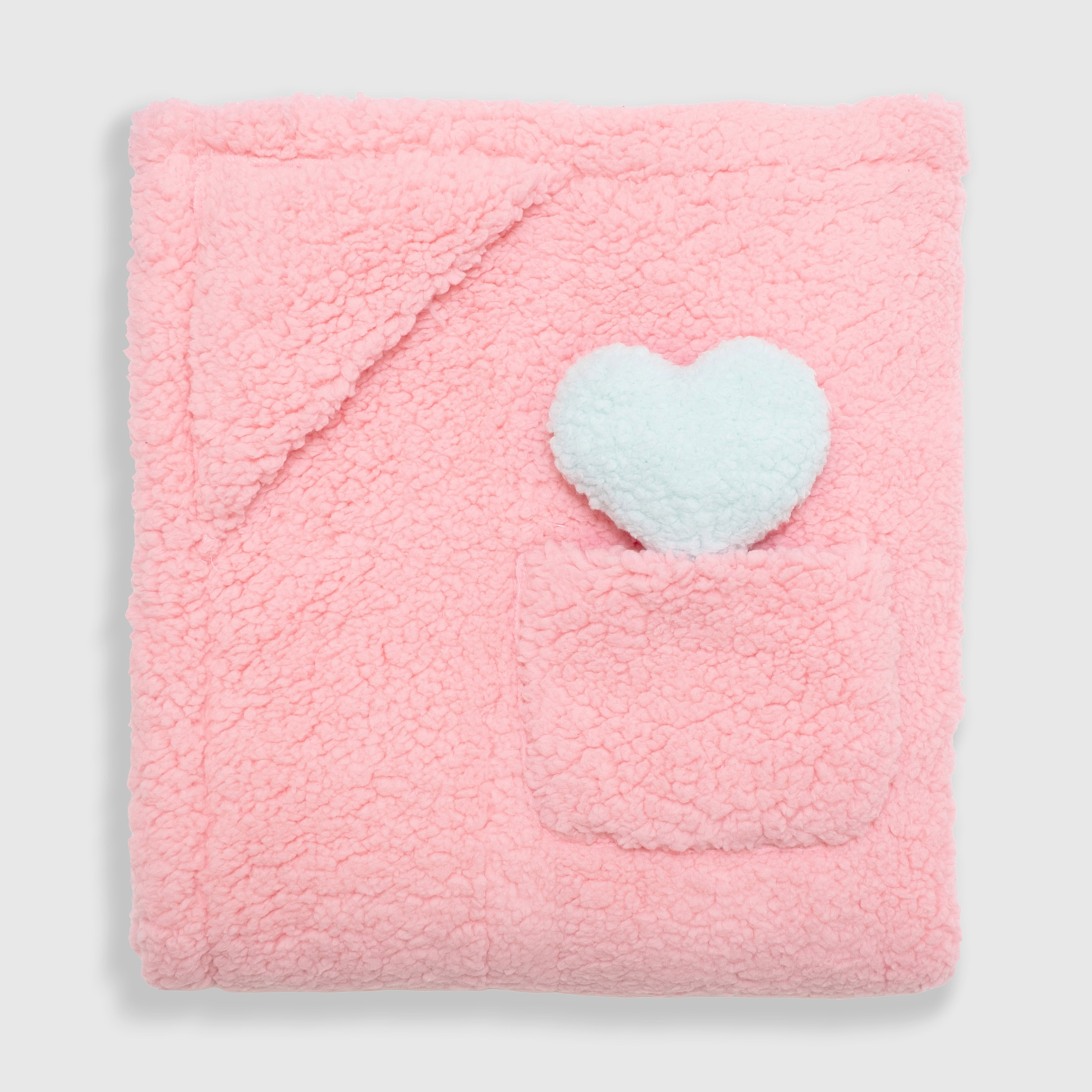Cozy Switch Blanket – Reversible Sherpa & Glow-in-the-Dark Blanket with Plush Toy Pocket, Glow Hearts