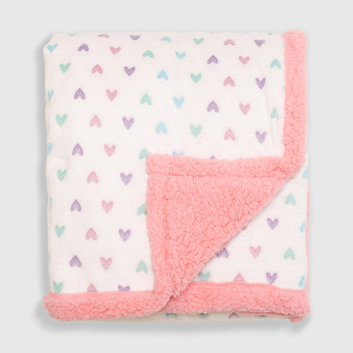 Cozy Switch Blanket – Reversible Sherpa & Glow-in-the-Dark Blanket with Plush Toy Pocket, Glow Hearts