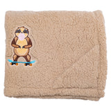 Cozy Switch Blanket – Reversible Sherpa & Mink Fleece Blanket with Embroidered Appliqué, Skating Sloths