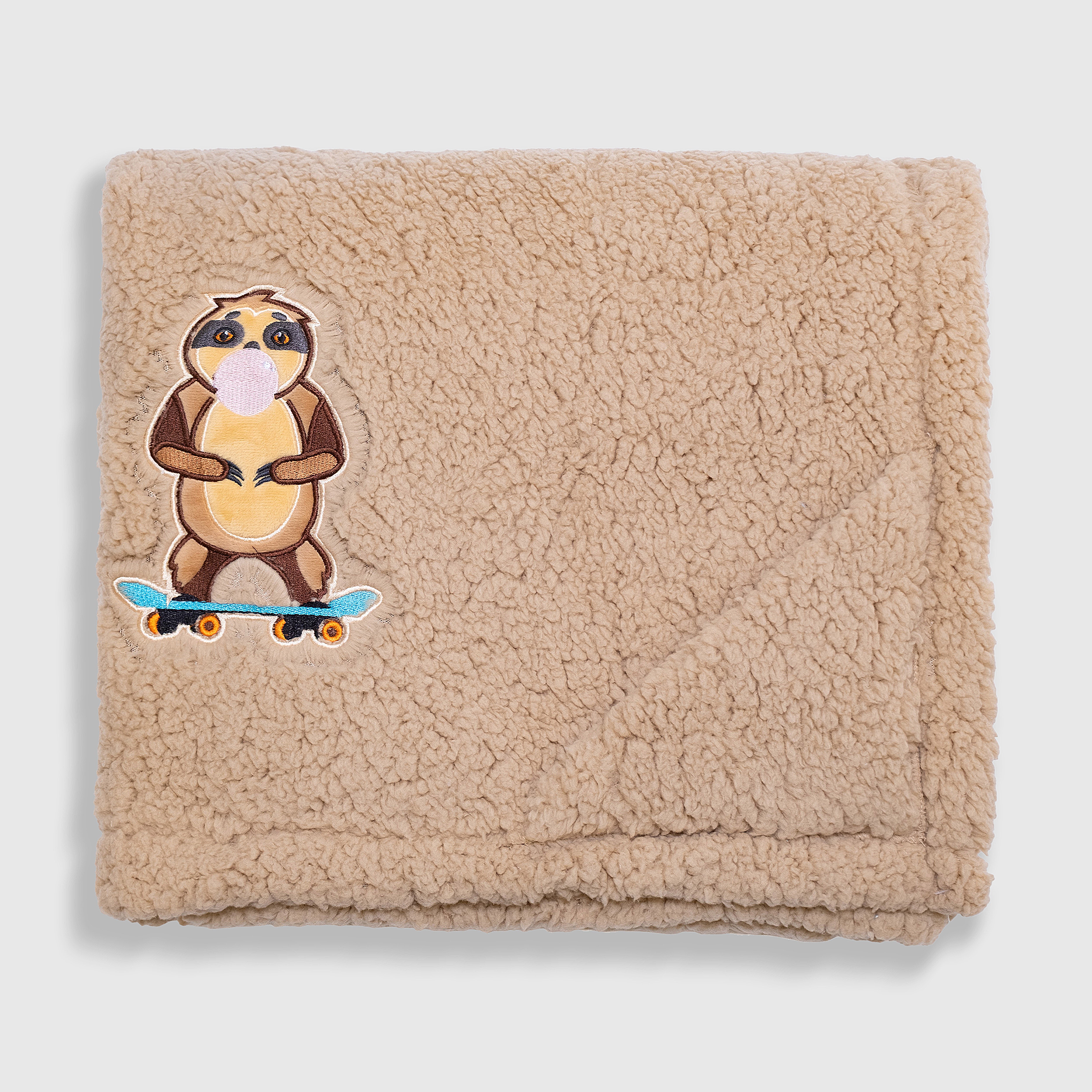 Cozy Switch Blanket – Reversible Sherpa & Mink Fleece Blanket with Embroidered Appliqué, Skating Sloths