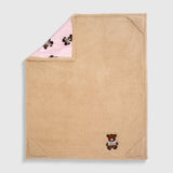 Cozy Switch Blanket – Reversible Sherpa & Mink Fleece Blanket with Embroidered Appliqué, Teddy Bears