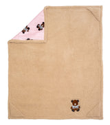 Cozy Switch Blanket – Reversible Sherpa & Mink Fleece Blanket with Embroidered Appliqué, Teddy Bears