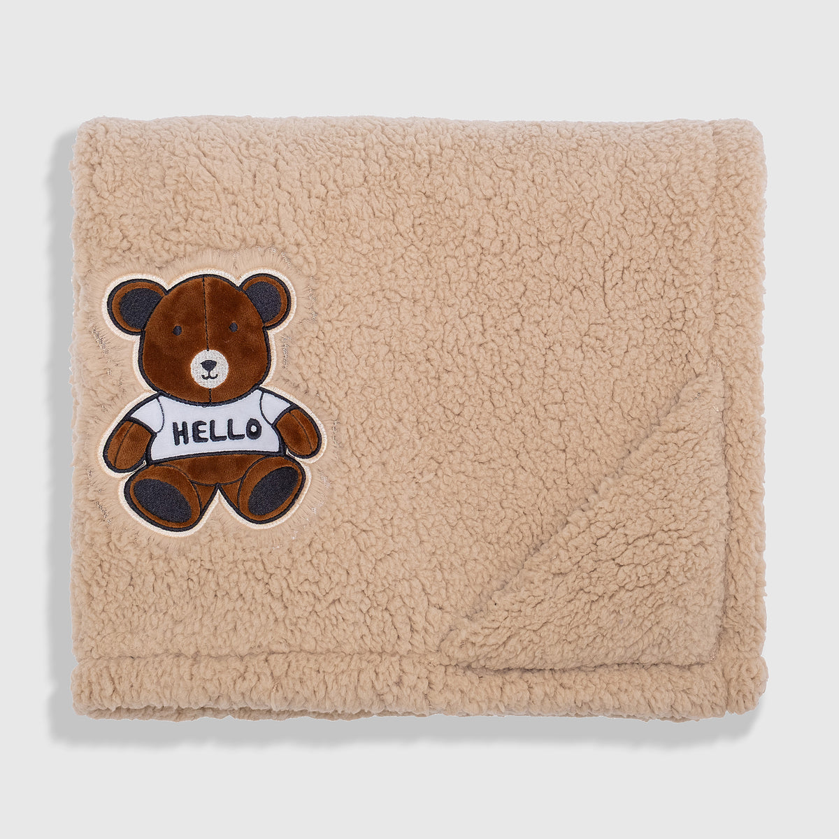 Cozy Switch Blanket – Reversible Sherpa & Mink Fleece Blanket with Embroidered Appliqué, Teddy Bears