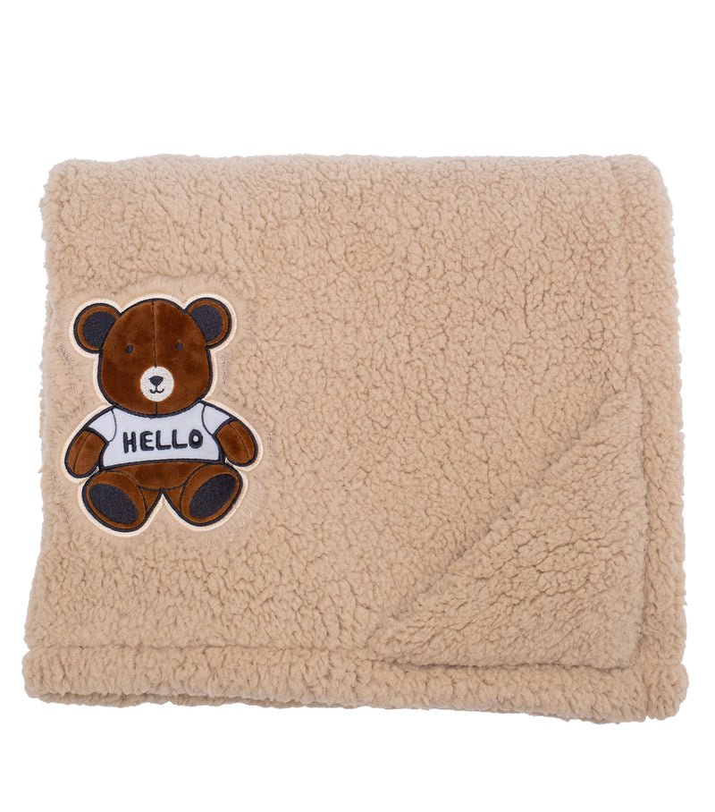 Cozy Switch Blanket – Reversible Sherpa & Mink Fleece Blanket with Embroidered Appliqué, Teddy Bears