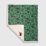 Cozy Switch Blanket – Reversible Sherpa & Mink Fleece Blanket with Embroidered Appliqué, Camping Bears