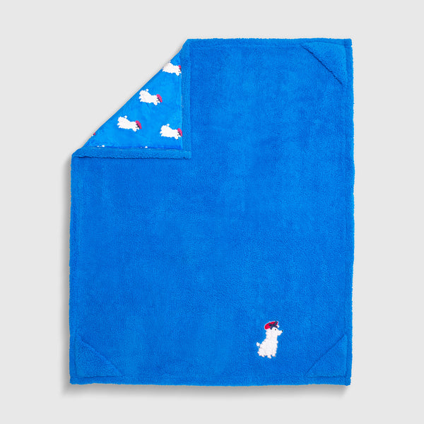 Cozy Switch Blanket – Reversible Sherpa & Mink Fleece Blanket with Embroidered Appliqué, French Poodles