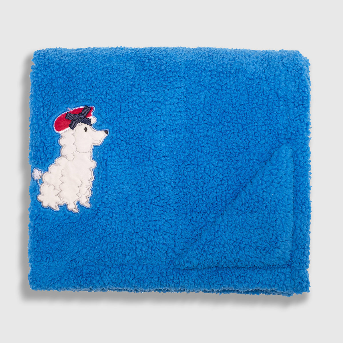 Cozy Switch Blanket – Reversible Sherpa & Mink Fleece Blanket with Embroidered Appliqué, French Poodles