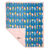 Cozy Switch Blanket – Reversible Sherpa & Mink Fleece Blanket with Embroidered Appliqué, Ice Creams