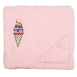 Cozy Switch Blanket – Reversible Sherpa & Mink Fleece Blanket with Embroidered Appliqué, Ice Creams