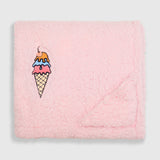Cozy Switch Blanket – Reversible Sherpa & Mink Fleece Blanket with Embroidered Appliqué, Ice Creams
