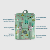 Sleep-N-Pack: Packable Sleeping Bag, Little Kid 3-6 yrs - Camping Animals