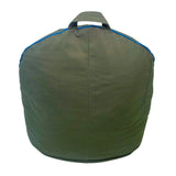 Campus Round Bean Bag Chair – Olive Cotton Canvas with Navy Blue Piping – Refillable, Washable Cover, Memory Foam Fill