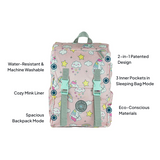 Sleep-n-Pack: Packable Little Kid's Sleeping Bag & Backpack, Cozy Mink, Unicorns