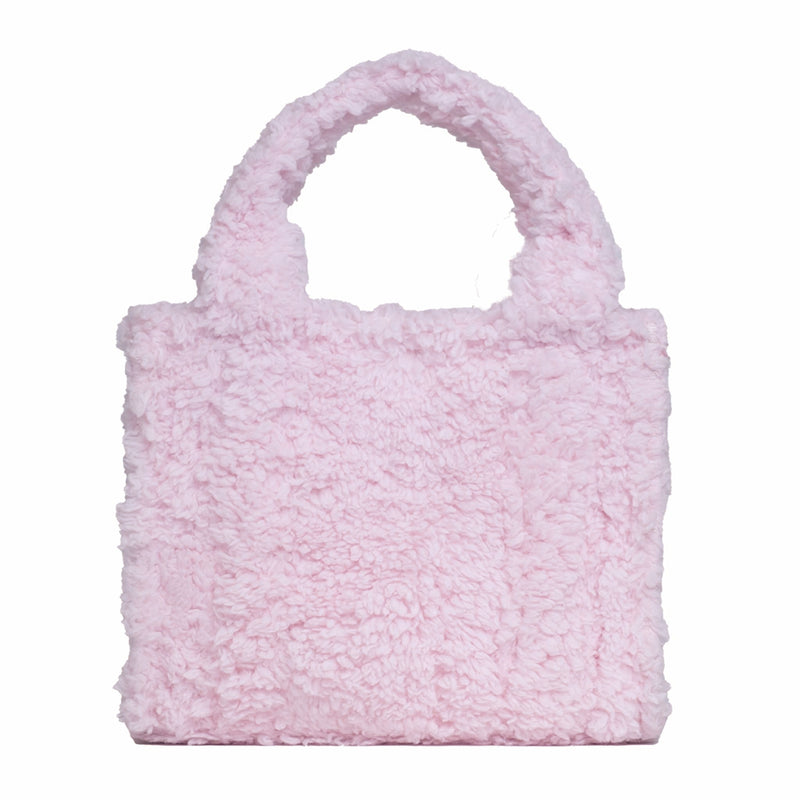 Sherpa Tote Bag – Cozy, Colorful & Convertible with Matching Coin Purse, Strawberries + Daisies