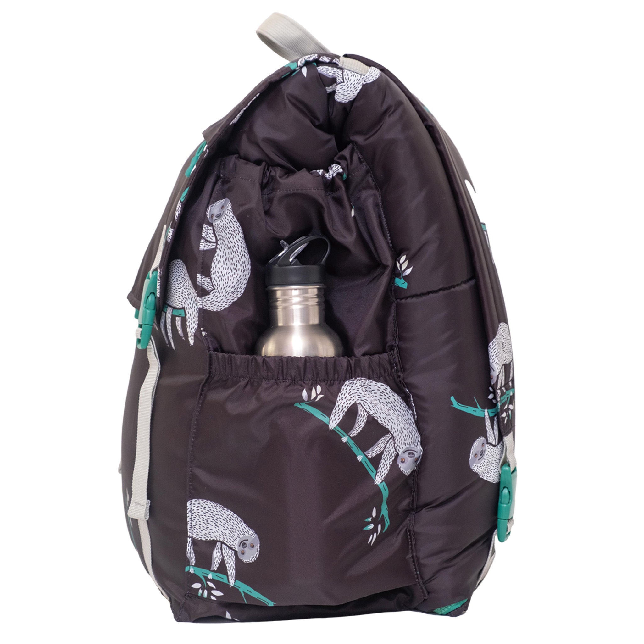 Sleep-N-Pack™ Big Kid Sleeping Bag Backpack – Lounging Sloths in Black