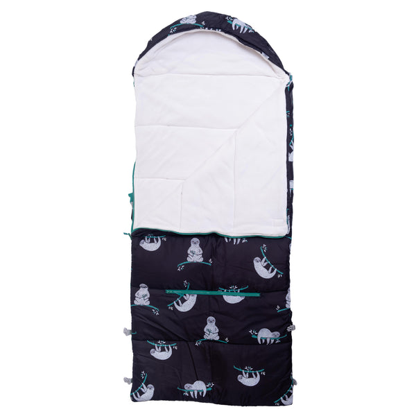 Sleep-N-Pack™ Big Kid Sleeping Bag Backpack – Lounging Sloths in Black