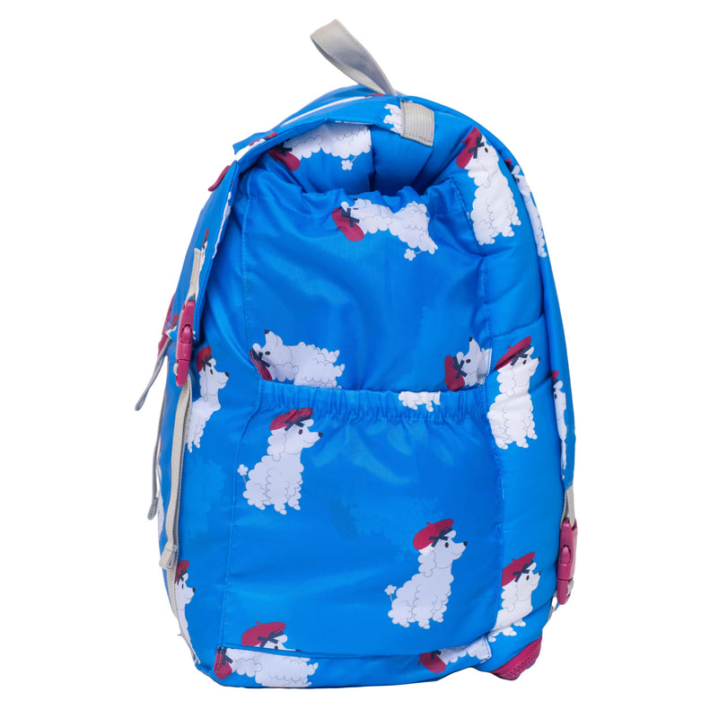 Sleep-N-Pack™ Big Kid Sleeping Bag Backpack – French Poodle Print in Brilliant Blue