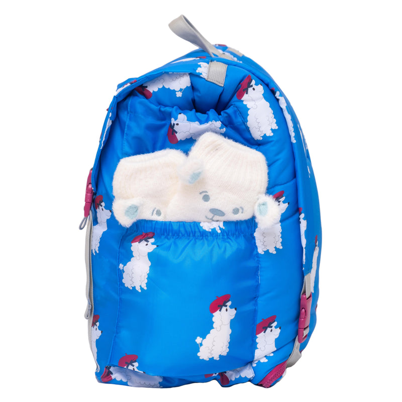 Sleep-N-Pack™ Big Kid Sleeping Bag Backpack – French Poodle Print in Brilliant Blue