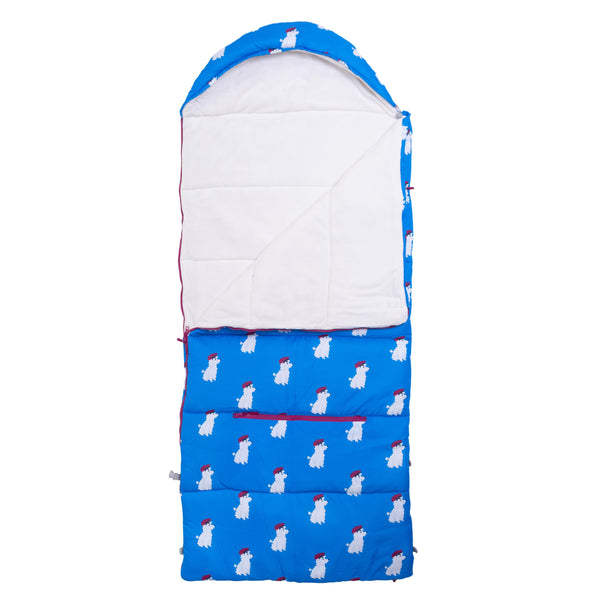 Sleep-N-Pack™ Big Kid Sleeping Bag Backpack – French Poodle Print in Brilliant Blue