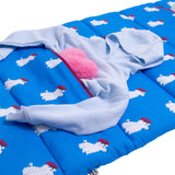 Sleep-N-Pack™ Big Kid Sleeping Bag Backpack – French Poodle Print in Brilliant Blue