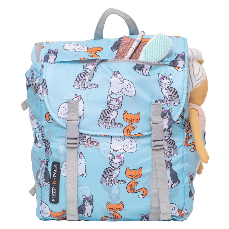 Sleep-N-Pack™ Big Kid Sleeping Bag Backpack – Sweet Cats Print