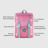 Sleep-N-Pack: Packable Sleeping Bag, Little Kid 3-6 yrs - Cosmos Pink/Glow-In-The-Dark Hearts