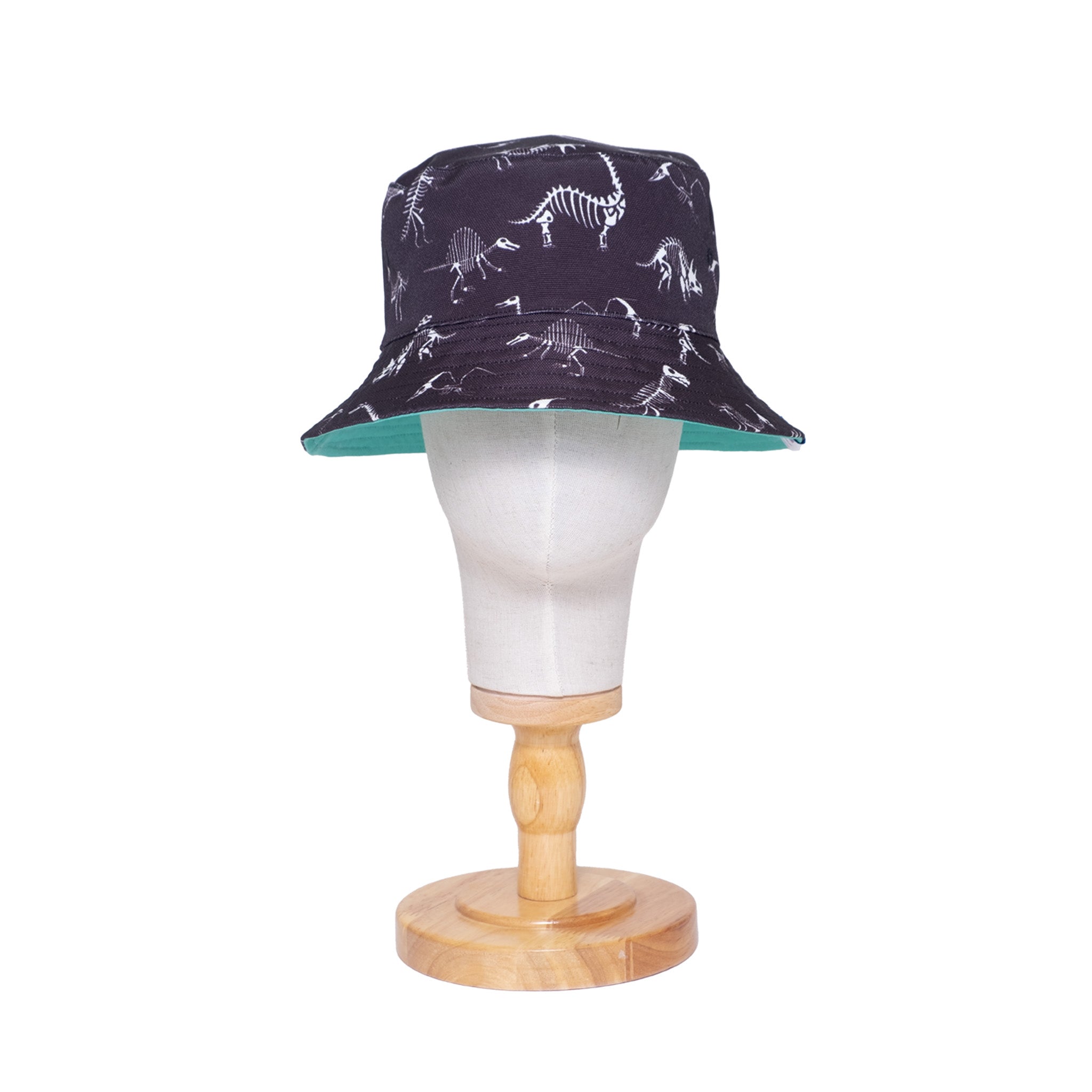Reversible Glow-in-the-Dark Bucket Hat – Dino Skeleton Bones