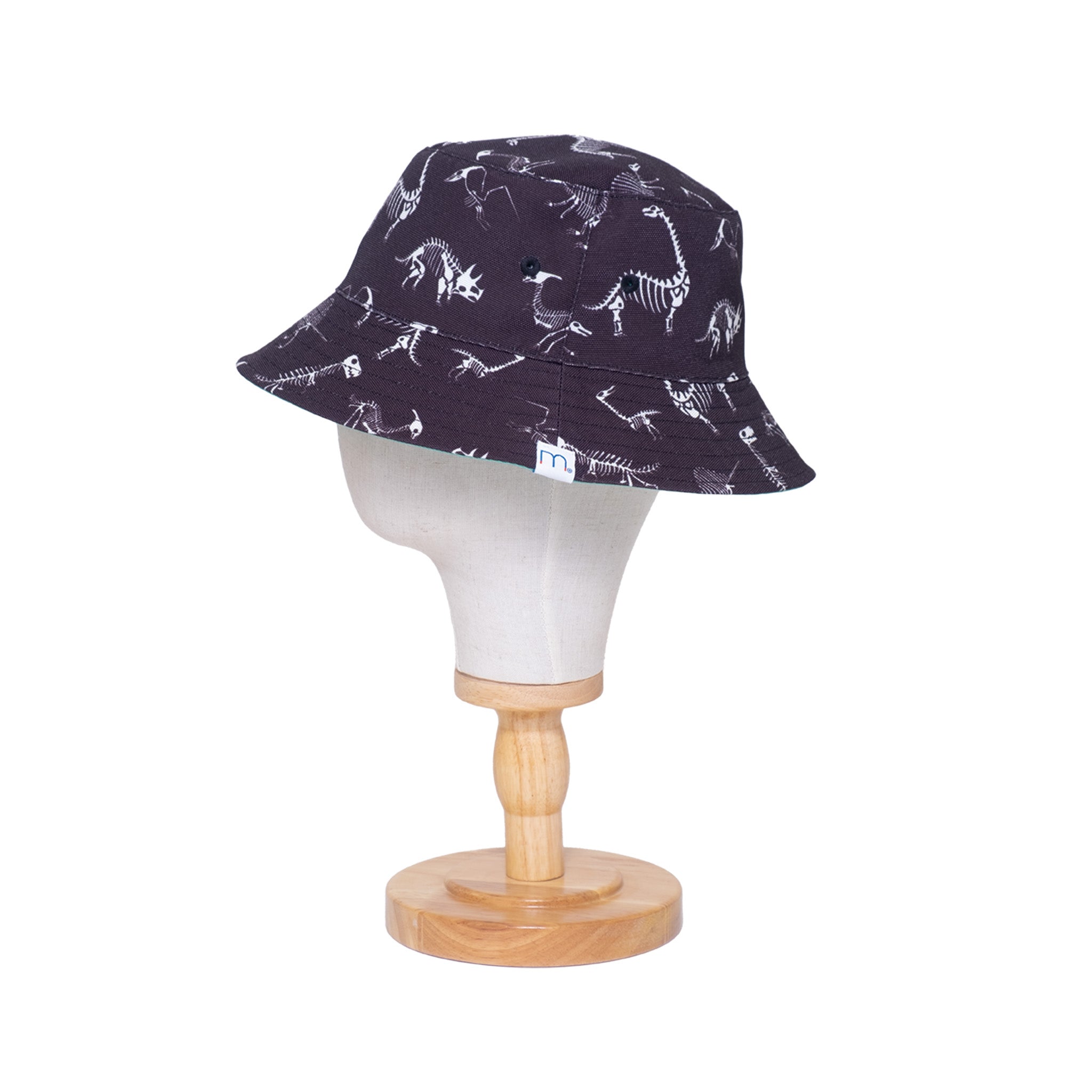 Reversible Glow-in-the-Dark Bucket Hat – Dino Skeleton Bones