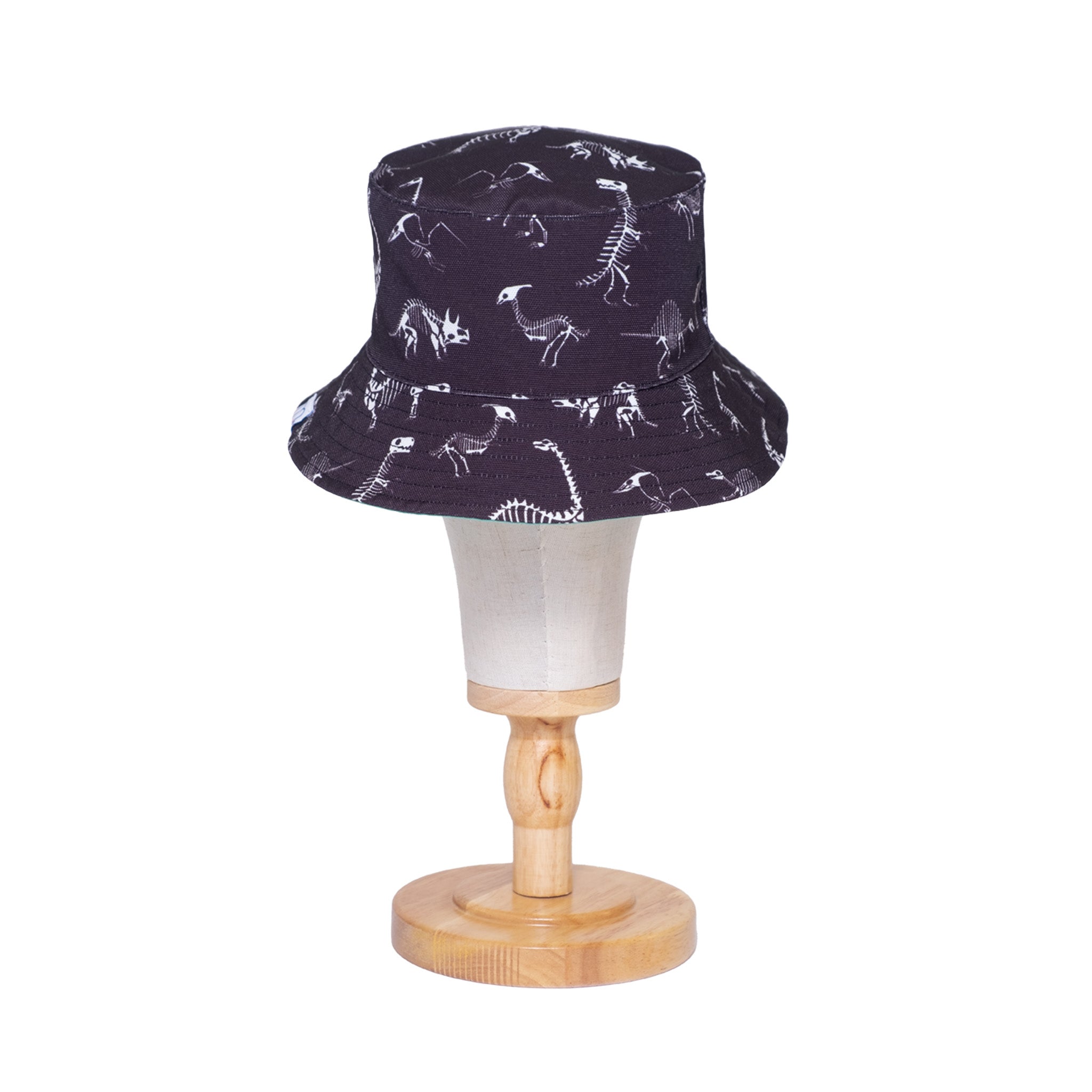 Reversible Glow-in-the-Dark Bucket Hat – Dino Skeleton Bones