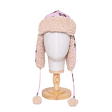 The Cozy Trapper Hat – Teddy Bears Print with Irish Cream Sherpa Liner & Pompoms